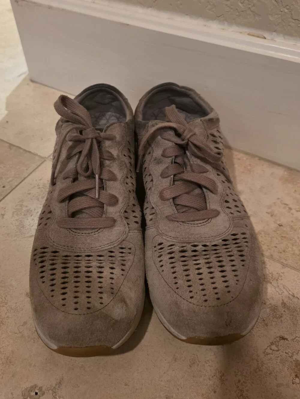Dansko Suede Tan Leather Cut Out Sneakers Used Condition *Stains*
